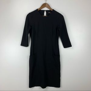 J McLaughlin Women’s Black Catalyst Dress Front Pockets 3/4 Sleeves Small S